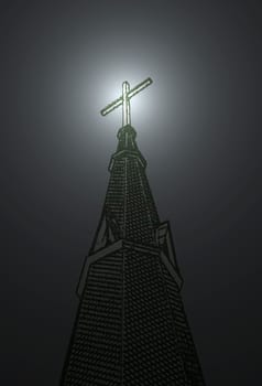 A cross on a church steeple