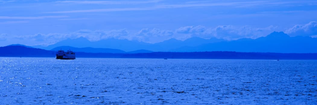 A boat in a scenic lake