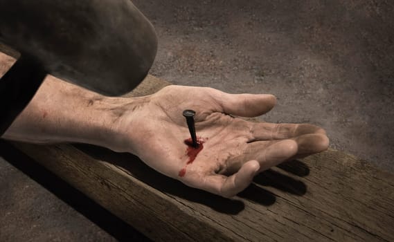 Closeup of Jesus' hand
