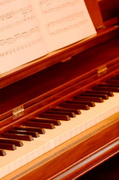 A piano with music