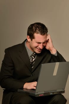 Businessman with laptop computer