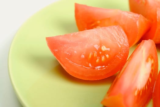 Closeup of sliced tomato