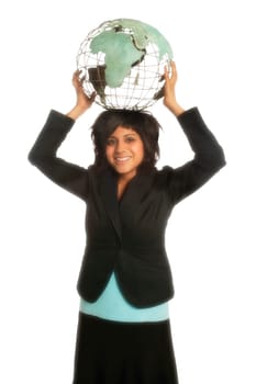 Woman holding globe