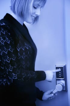 Woman goes through locked door