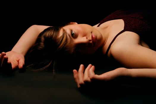 Woman lying on her back