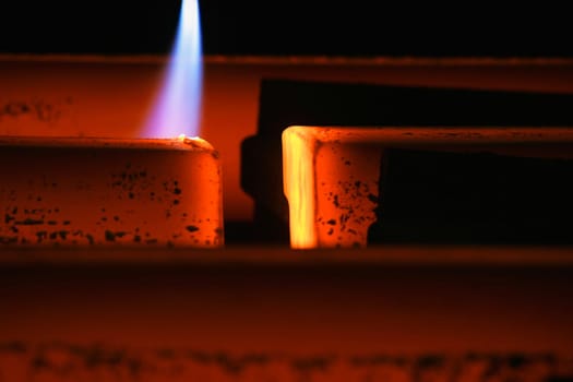 Cut steel at a molten steel factory