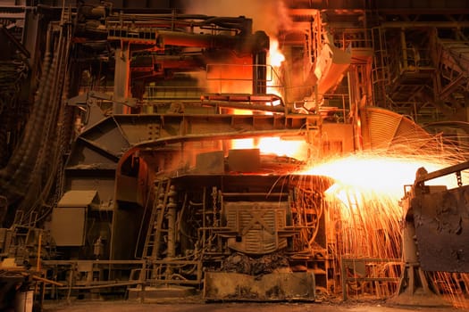 Sparks falling from work shop
