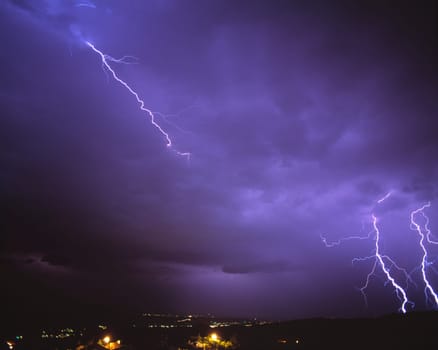 Storm at night with lightning