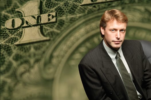 American dollar bill and businessman