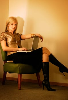Woman with laptop computer