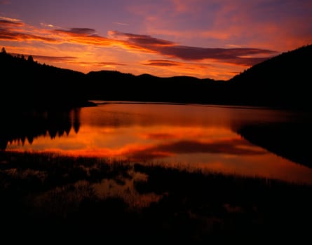 Sunrise reflection, Salmon Lake, Swan Valley