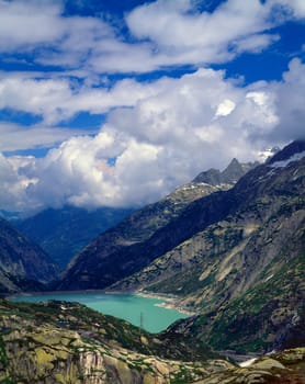 A hydro electric reservoir in the Swiss Alps