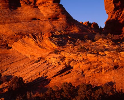 Layered sandstone in redrock country,Arches National Park