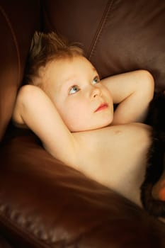Little boy on couch