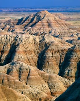 Eroded landscape with banded layers,Badlands National Park