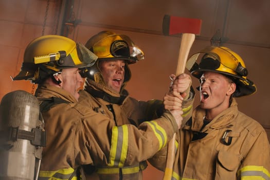 Firefighters with axe
