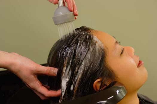 Hair wash at the salon
