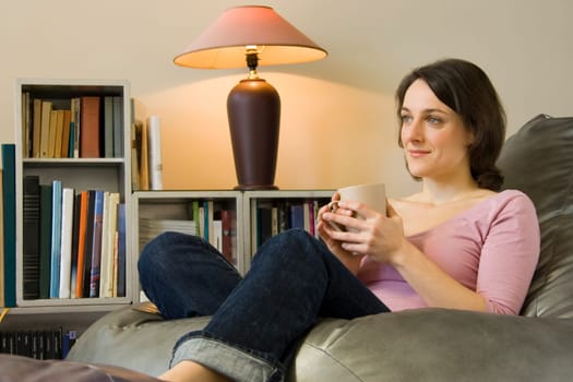Woman relaxing with a drink
