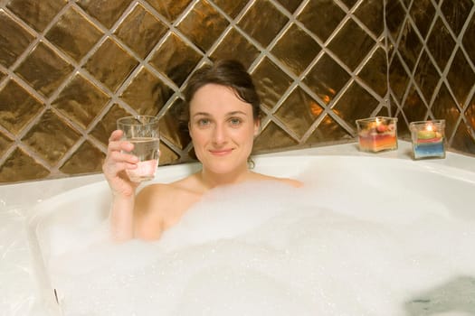 Woman having a bubble bath