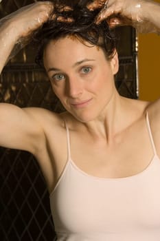 Woman Dyeing Hair