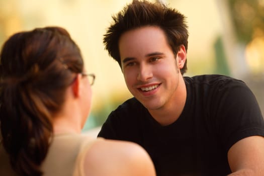Couple deep in conversation