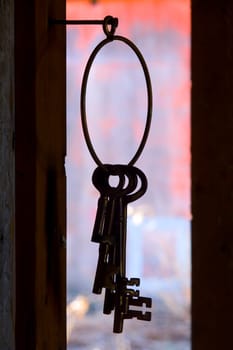 Silhouette of old-fashioned keys