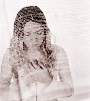 Praying with Bible overlay