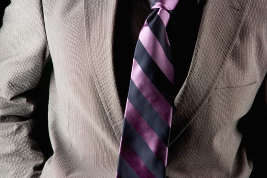 Closeup of purple tie