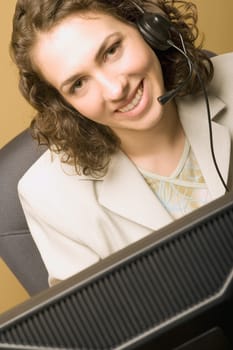 Woman wearing headphones