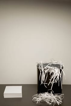 Shredded and non-shredded paper