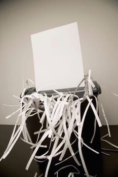 Paper in a shredder