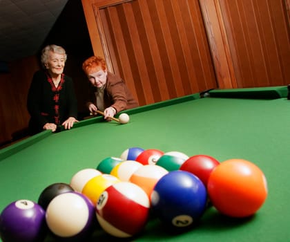 Seniors playing pool