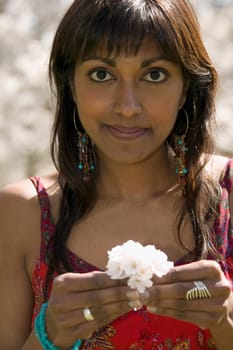 Portrait of a woman with blossom