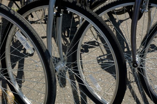 Closeup of bicycle tires