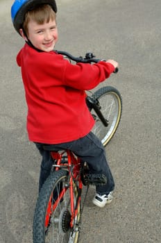 Young boy a bike