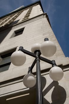 Street lamp and building