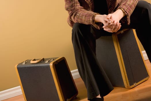 Woman with suitcases