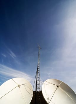 Satellite dishes and tower