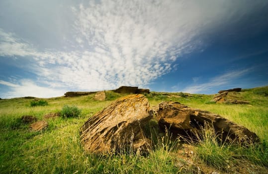 Rocky landscape in Dinosaur Provincial Park, Alberta