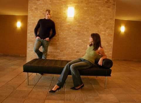 Couple looking at each other