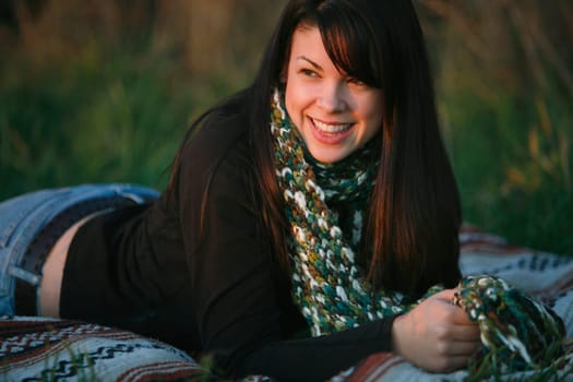 Young woman with scarf