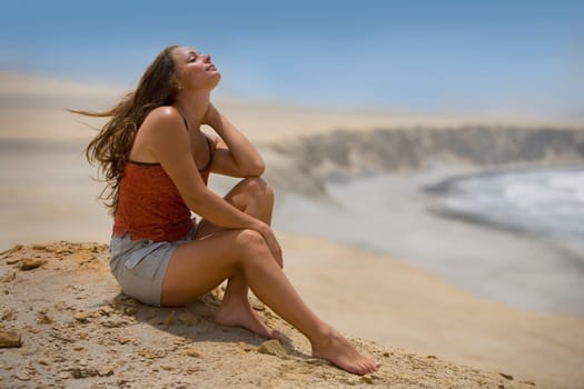 Sitting on a beach