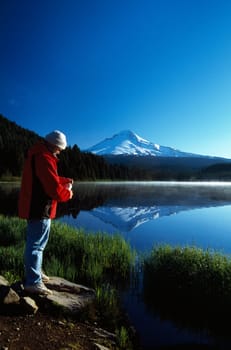 Mount Hood and man