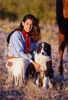 Cowgirl with her dog