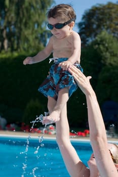 Mom and baby pool time