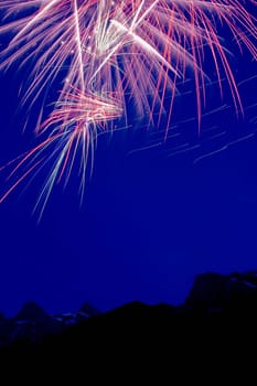 Fireworks over the mountains