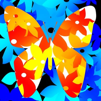 Floral pattern in shape of butterfly