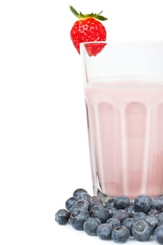 Strawberry milkshake with blueberries