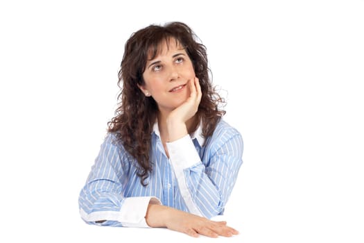 Happy woman thinking