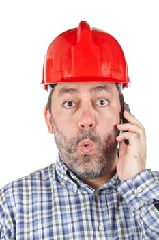 Surprised construction worker